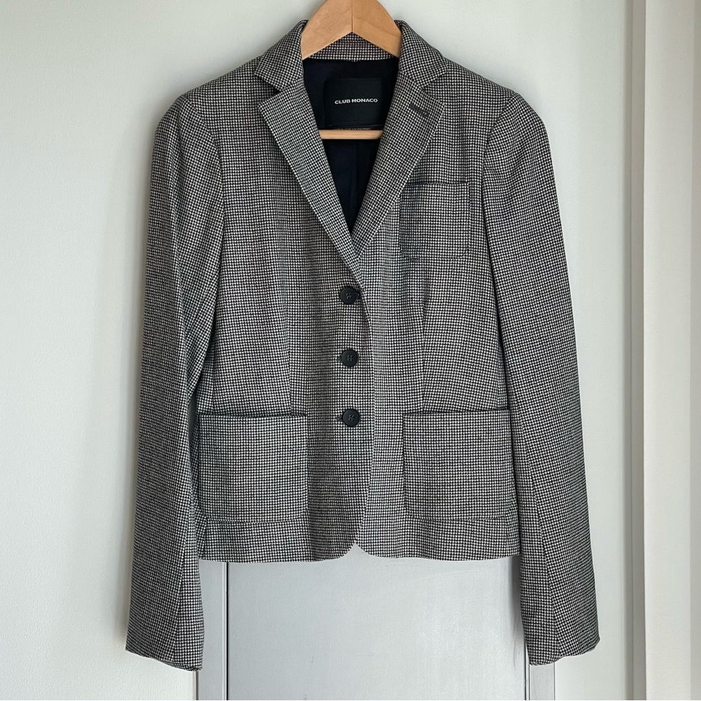 NWOT CLUB MONACO Houndstooth Pattern Wool Blazer
